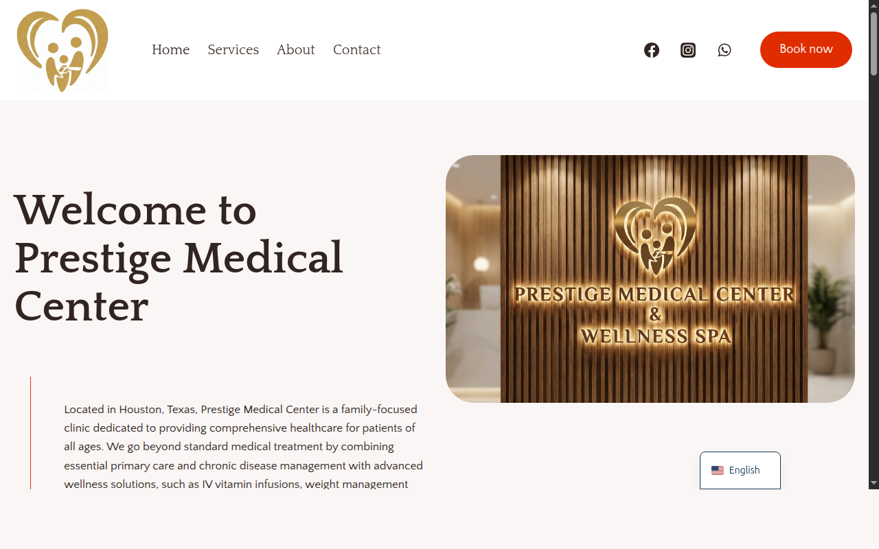 Prestige Medical Center website screenshot
